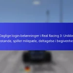 Daglige login-belønninger i Real Racing 3: Unikke genstande, spiller milepæle, deltagelse i begivenheder