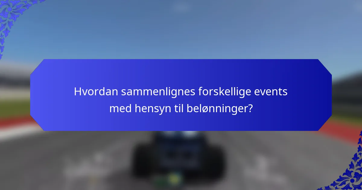 Hvordan sammenlignes forskellige events med hensyn til belønninger?